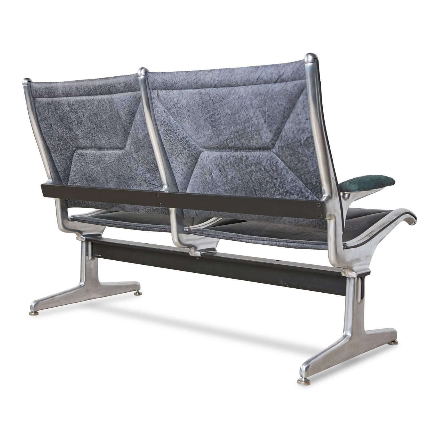 American Tandem Sling by Eames for Herman Miller, Restored in Edelman Leather, circa 1962