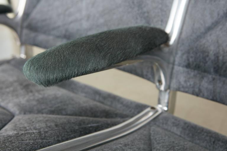 Aluminum Tandem Sling by Eames for Herman Miller, Restored in Edelman Leather, circa 1962