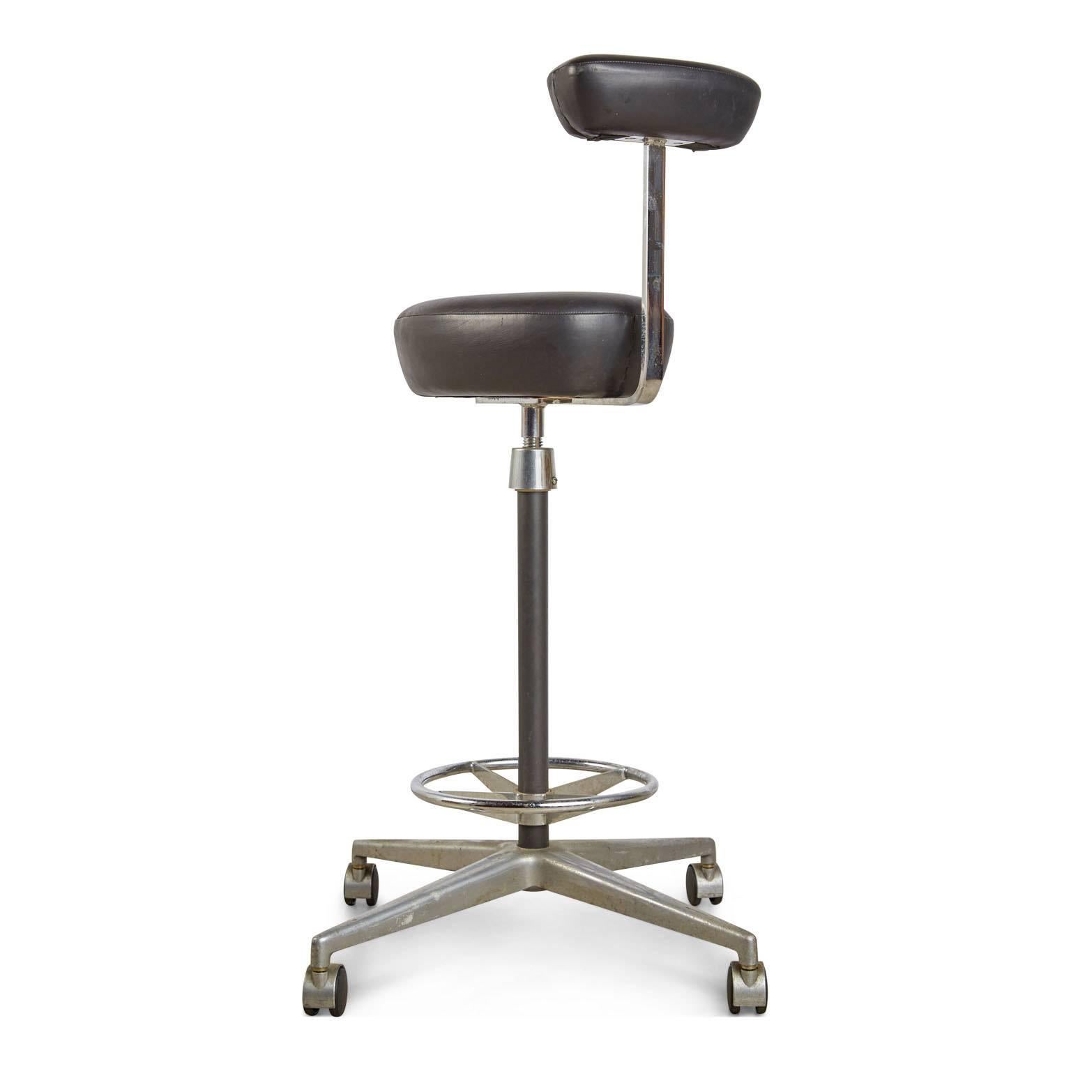 American George Nelson for Herman Miller Adjustable Height Drafting Stool, circa 1960