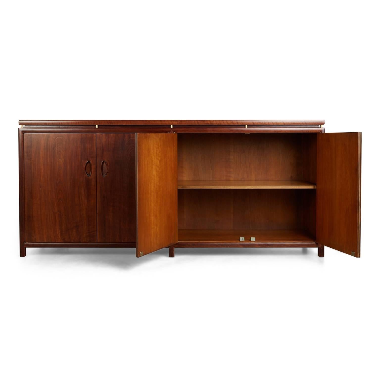 Mid-Century Modern Michael Taylor for Baker Walnut Credenza or Buffet, Signed