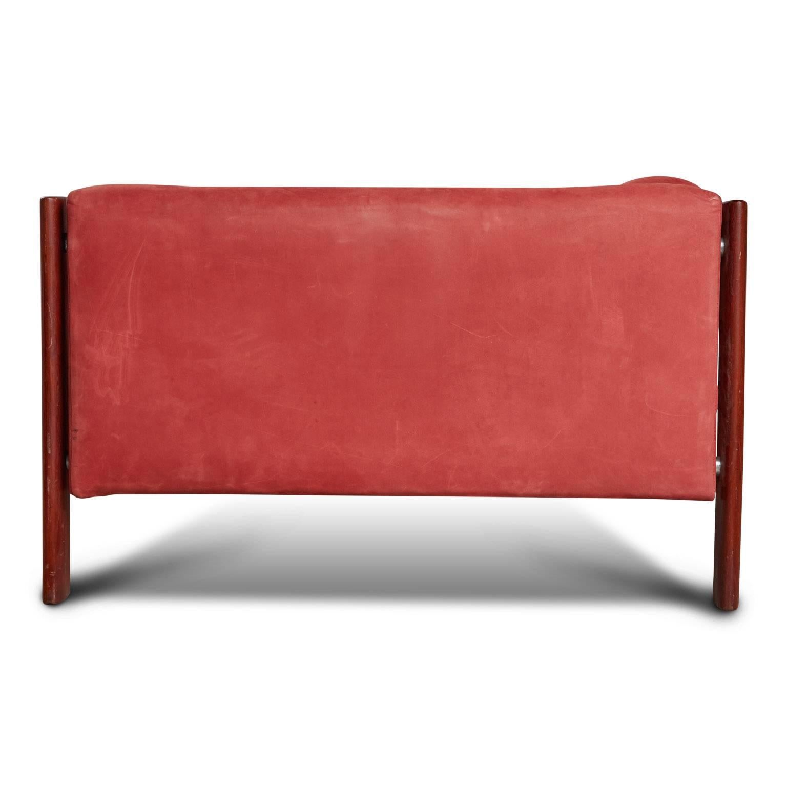 Mid-20th Century Brazilian Rosewood and Suede Sofa, circa 1960