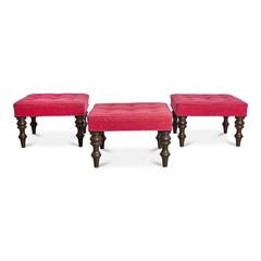 Welton Becket Custom Made Set of Three Tufted Stools / Ottomans, 1968