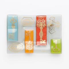 Ensemble de trois cendriers à clés en verre fusionné par Higgins Studio:: vers 1950