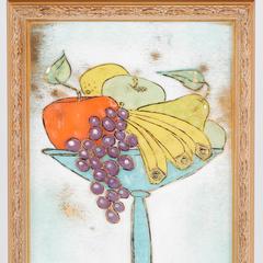 Coppia di opere da parete moderne in vetro fuso incorniciate di Higgins Glass Studio, firmate, circa 1950