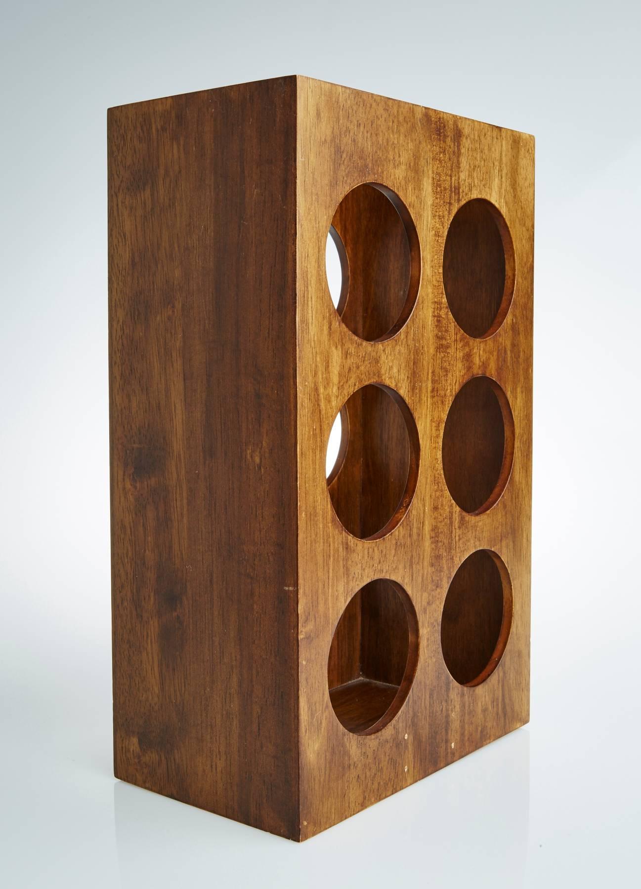 Sculptural Modern Walnut Magazine or Wine Rack In Excellent Condition In Los Angeles, CA