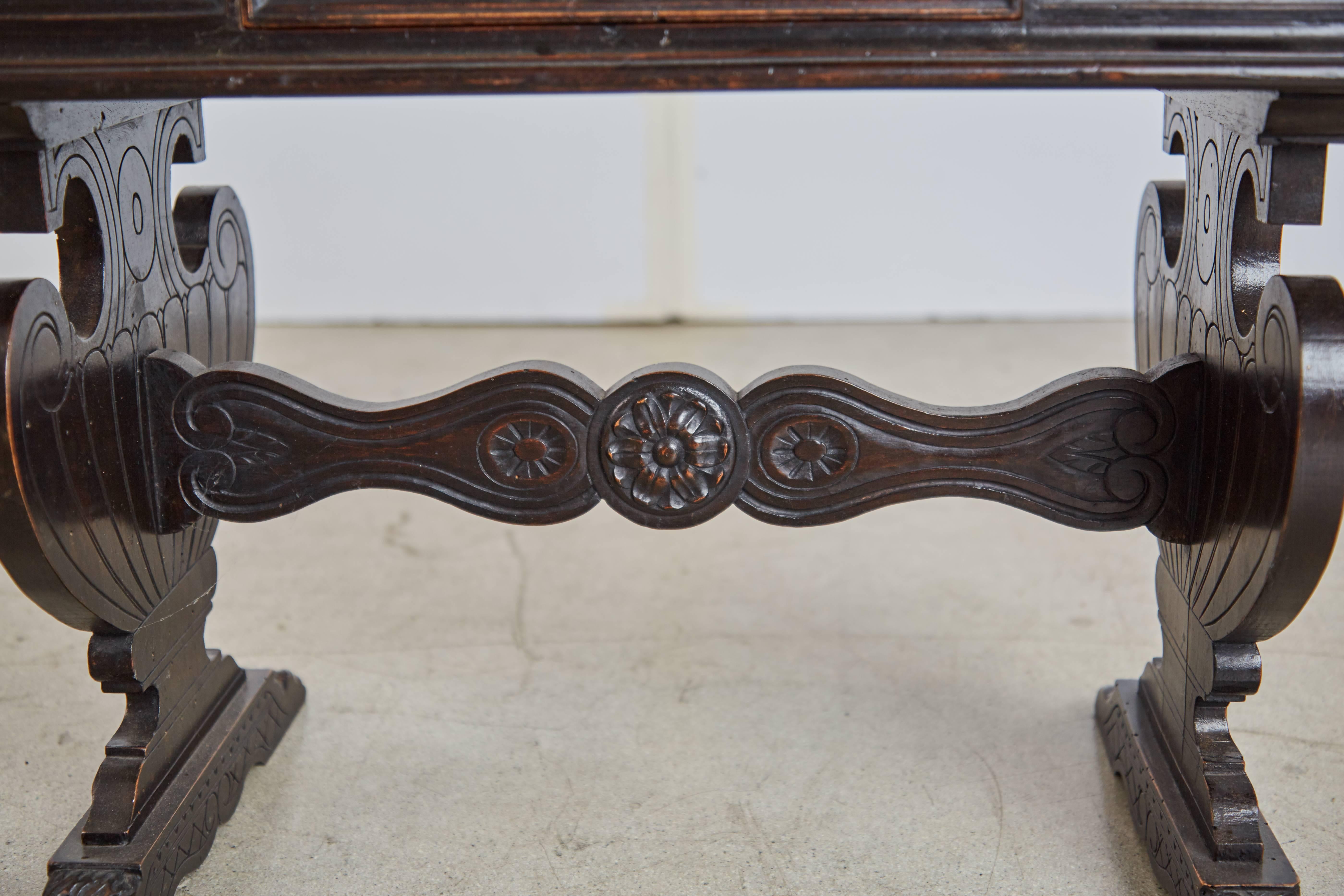Walnut 19th Century Italian Renaissance Revival Carved Coffee or Side Table
