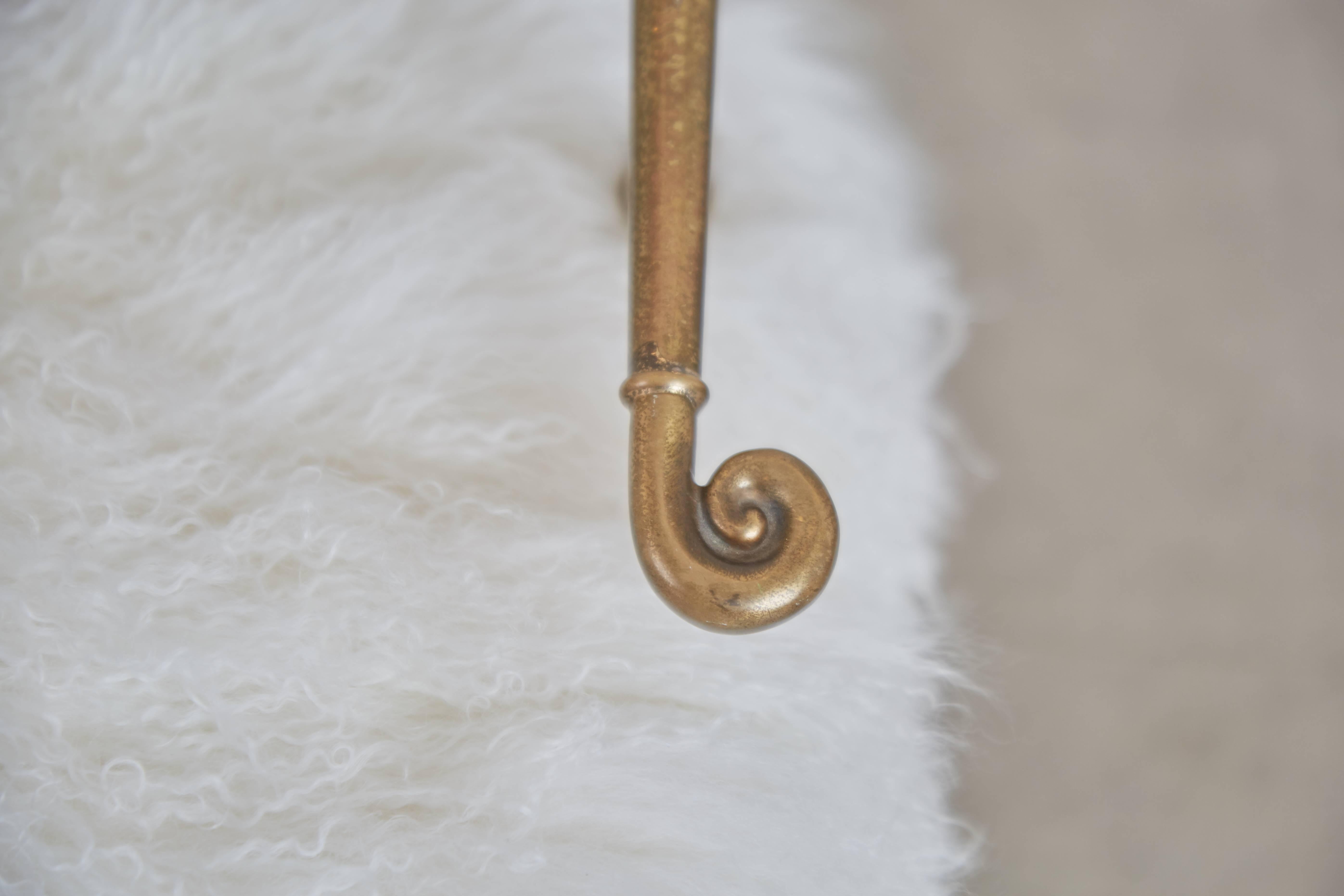 Mastercraft Brass Armchair Reupholstered in Mongolian Sheepskin, circa 1970 3