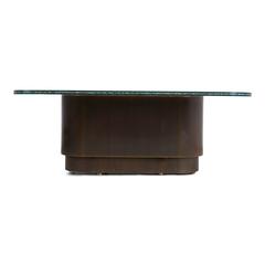 Steve Chase Bronze and Crackle Glass Coffee or Cocktail Table, circa 1970