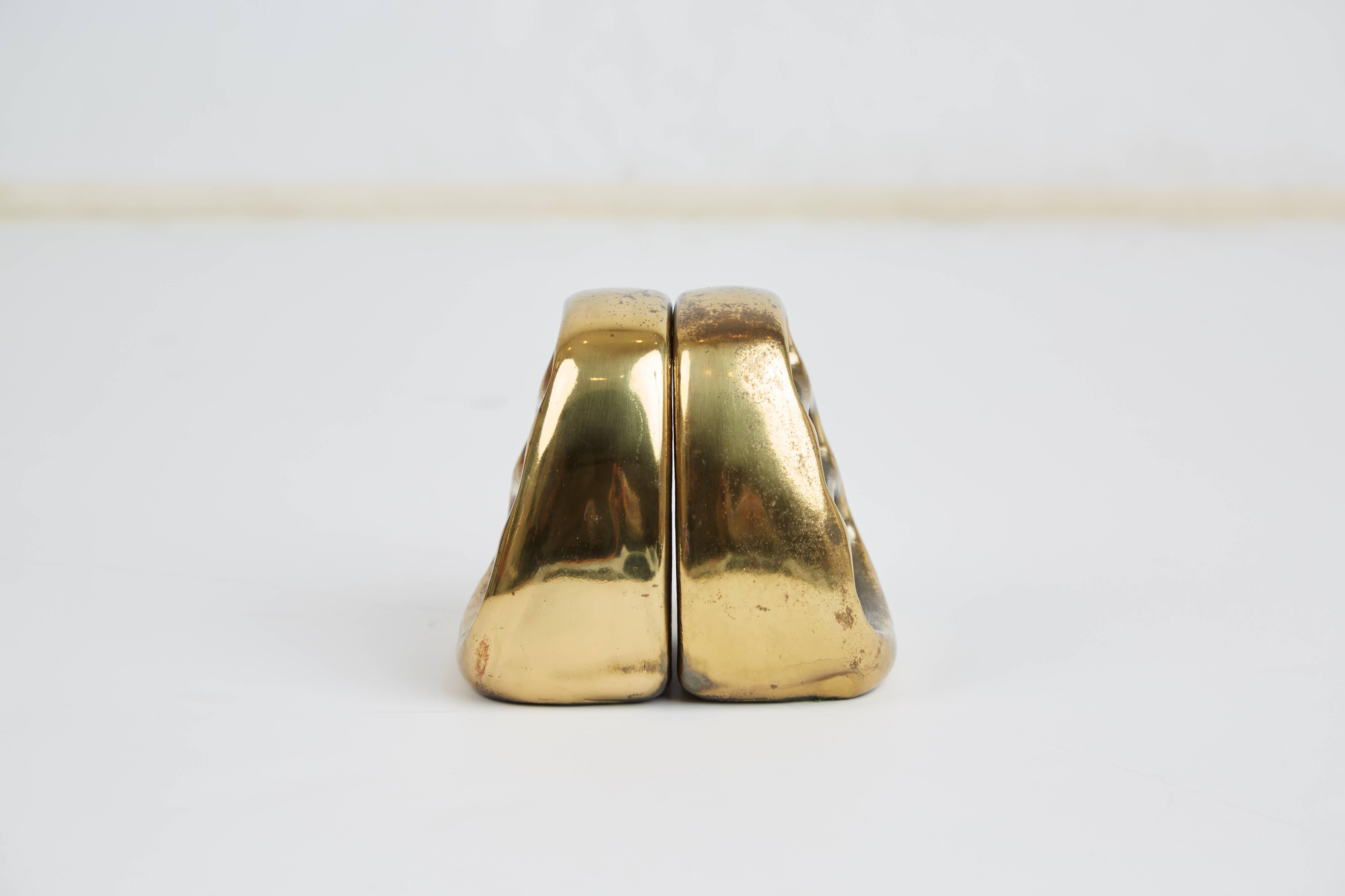 Ben Seibel for Jenfredware Brass Sculptural Brass Bookends, Circa 1960s In Good Condition In Los Angeles, CA