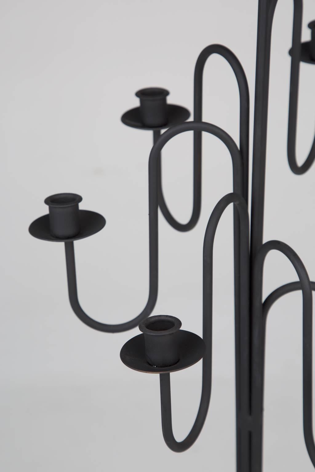 Mid-Century Modern Erik Hoglund Style Wrought Iron Standing Candelabra