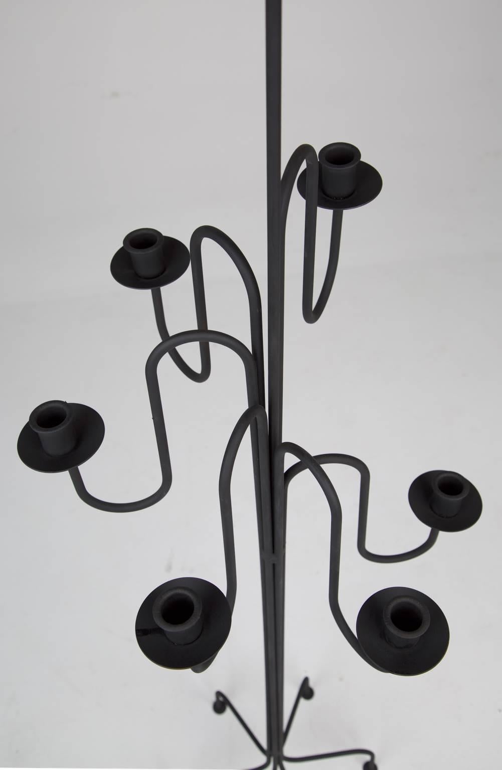 Erik Hoglund Style Wrought Iron Standing Candelabra In Excellent Condition In Los Angeles, CA