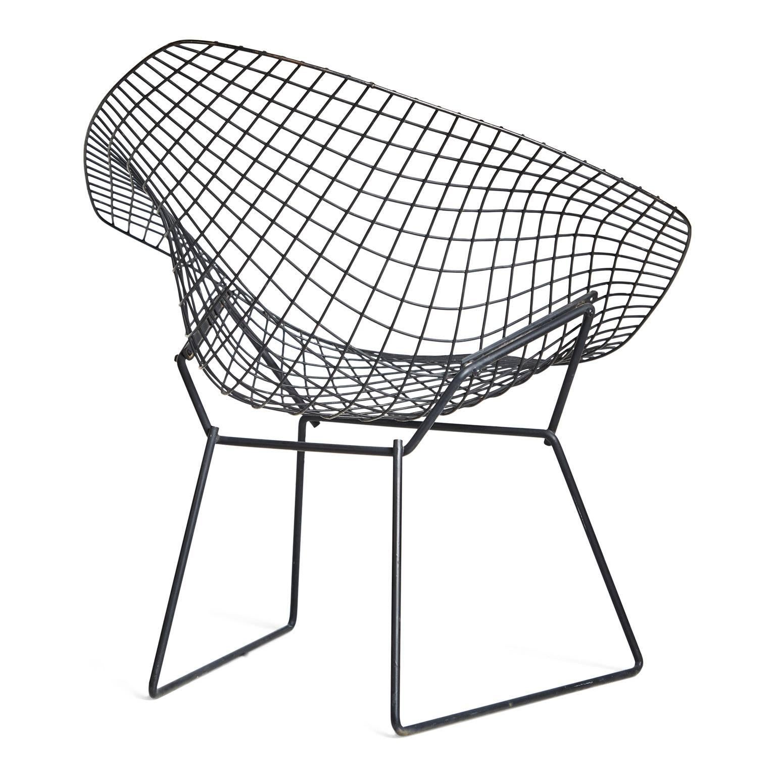 Powder-Coated Harry Bertoia Diamond Chair and Ottoman for Knoll