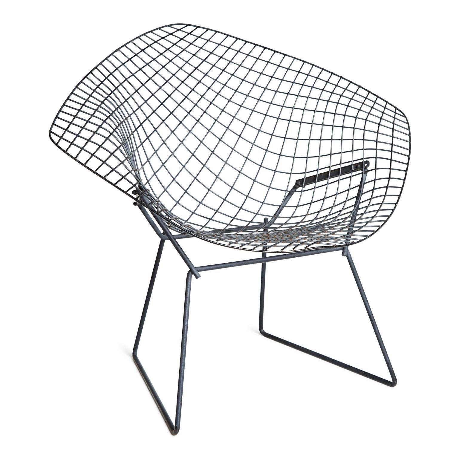 Mid-Century Modern Harry Bertoia Diamond Chair and Ottoman for Knoll