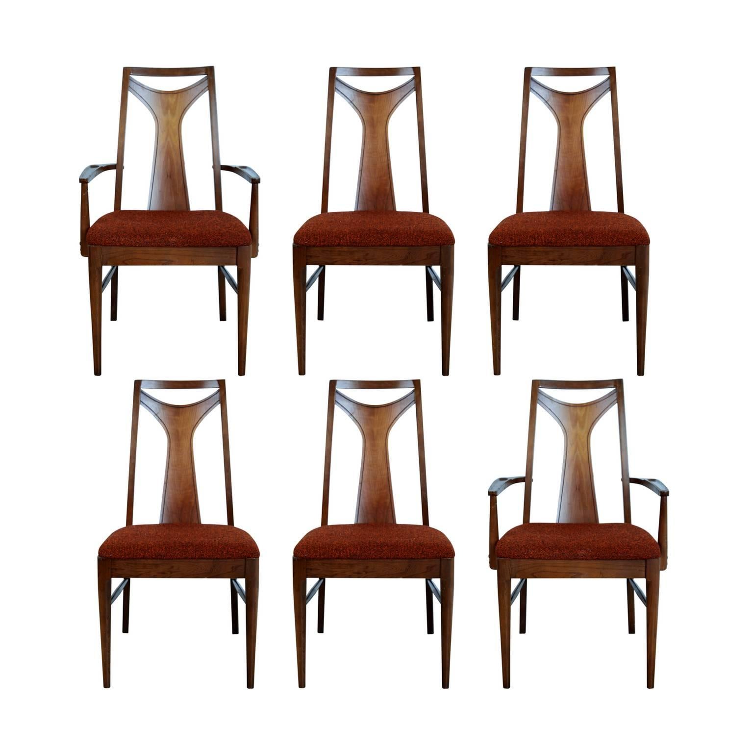 Broyhill Saga Walnut Dining Chairs, Set of Six, circa 1960