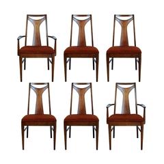 Broyhill Saga Walnut Dining Chairs, Set of Six, circa 1960