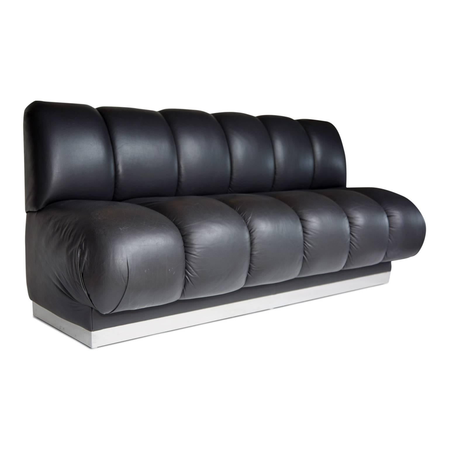 tufted leather banquette