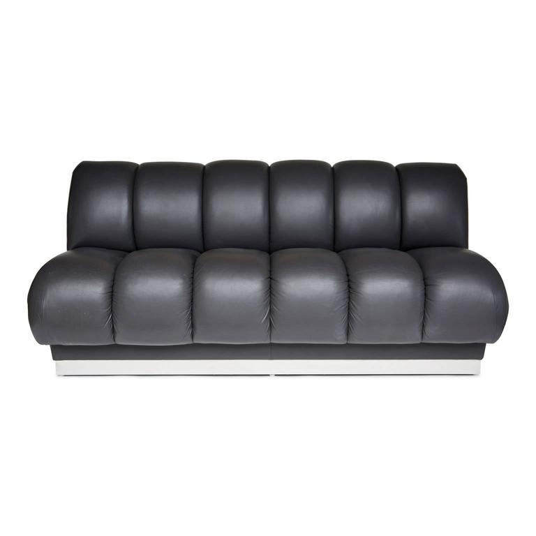 Custom Leather Channel Tufted Banquettes by Steve Chase, Pair Available