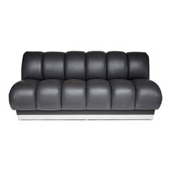Custom Leather Channel Tufted Banquettes by Steve Chase, Pair Available