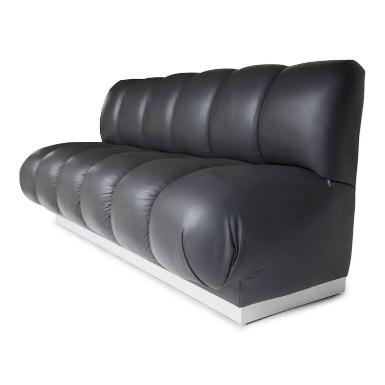 Custom Leather Channel Tufted Banquettes by Steve Chase, Pair Available