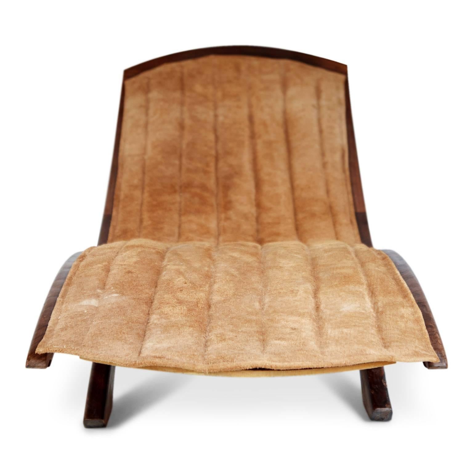 Mid-Century Modern Brazilian Rosewood and Suede Lounger or Daybed, circa 1960