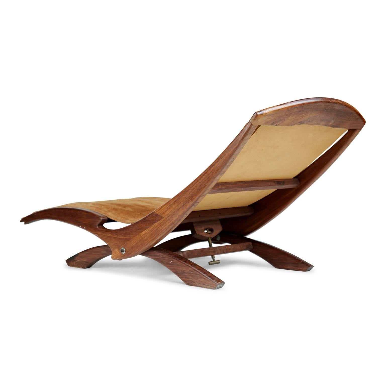Brazilian Rosewood and Suede Lounger or Daybed, circa 1960 In Good Condition In Los Angeles, CA