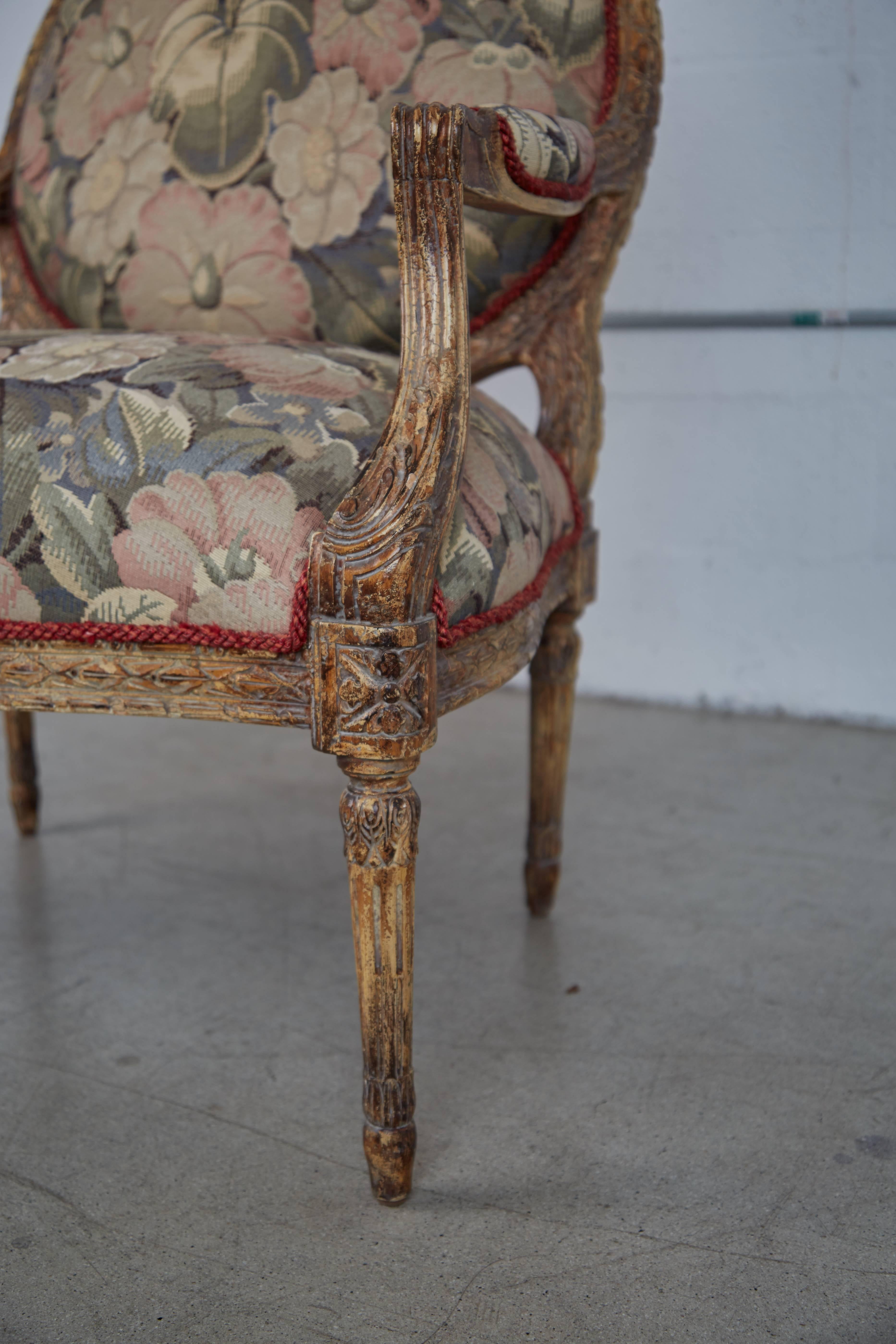 Pair of Louis XVI Style Armchairs with Tapestry Floral Fabric *MOVING SALE* 2