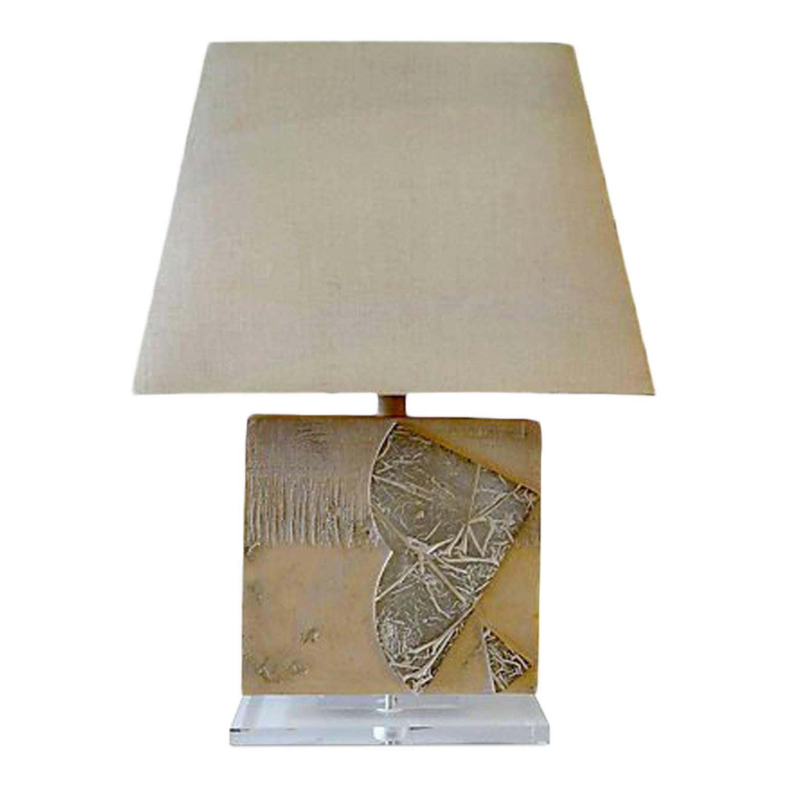 Gesso and Lucite Table Lamp