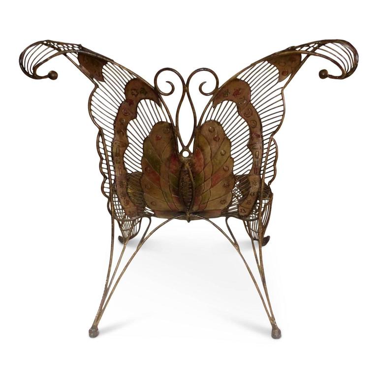 Monumental Artist Sculpted Iron Butterfly Chair For Sale at 1stDibs