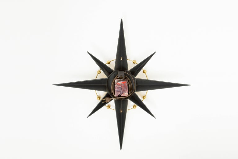Spartus Starburst Clock with Circular Detail and Brass Spheres, circa