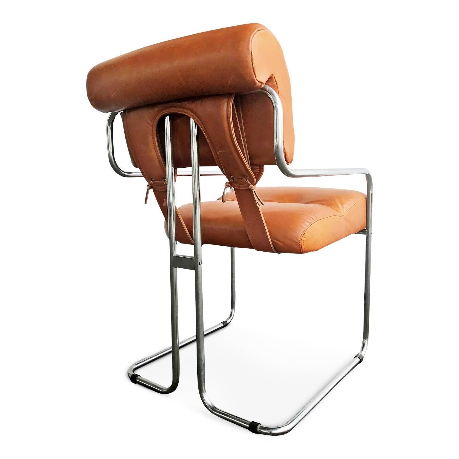 Italian Leather Tucroma Chair by Guido Faleschini for i4 Mariani