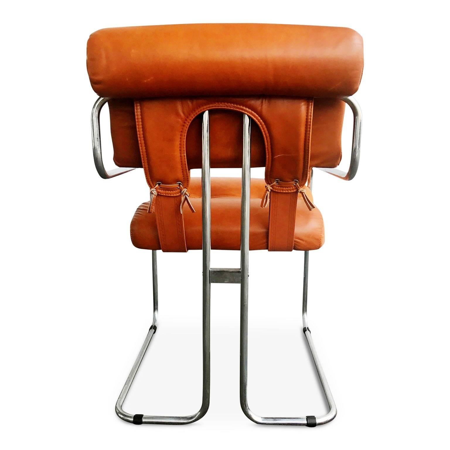 Leather Tucroma Chair by Guido Faleschini for i4 Mariani In Excellent Condition In Los Angeles, CA