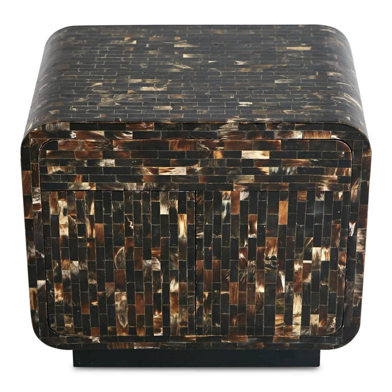 Mosaic Enrique Garcel Tessellated Horn Waterfall Nightstands, Colombia, circa 1970