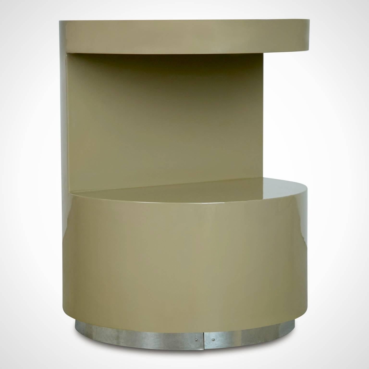 Invest in a piece of design history with this lacquered side table by Steve Chase. Recently procured from an extraordinary coastal cliff top home in Laguna Beach which was custom designed in it's entirety by prolific Southern California based
