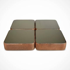 Walter Knoll Leather Mirrored Low Tables, Four, Germany, circa 1970
