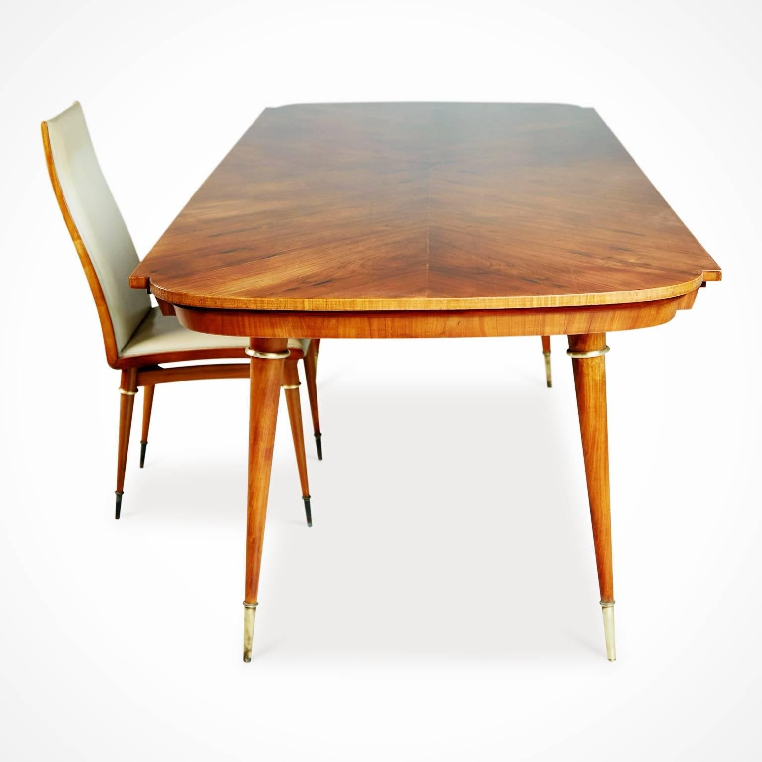Giuseppe Scapinelli Caviuna Rosewood and Brass Dining Table, Brazil, circa 1950 In Excellent Condition In Los Angeles, CA