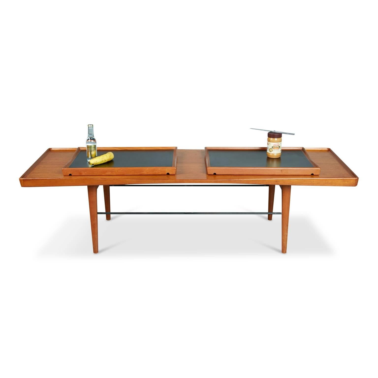 Teak Danish Modern Coffee Table with Removable Trays by Poul Jensen for Selig