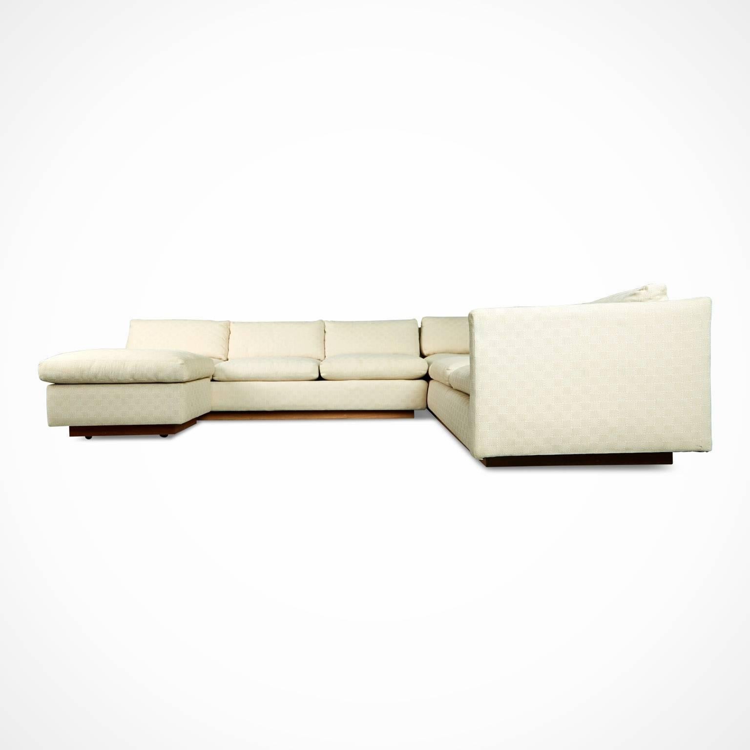 American Milo Baughman Sectional Sofa and Ottoman for Thayer Coggin, Signed & Dated 1976
