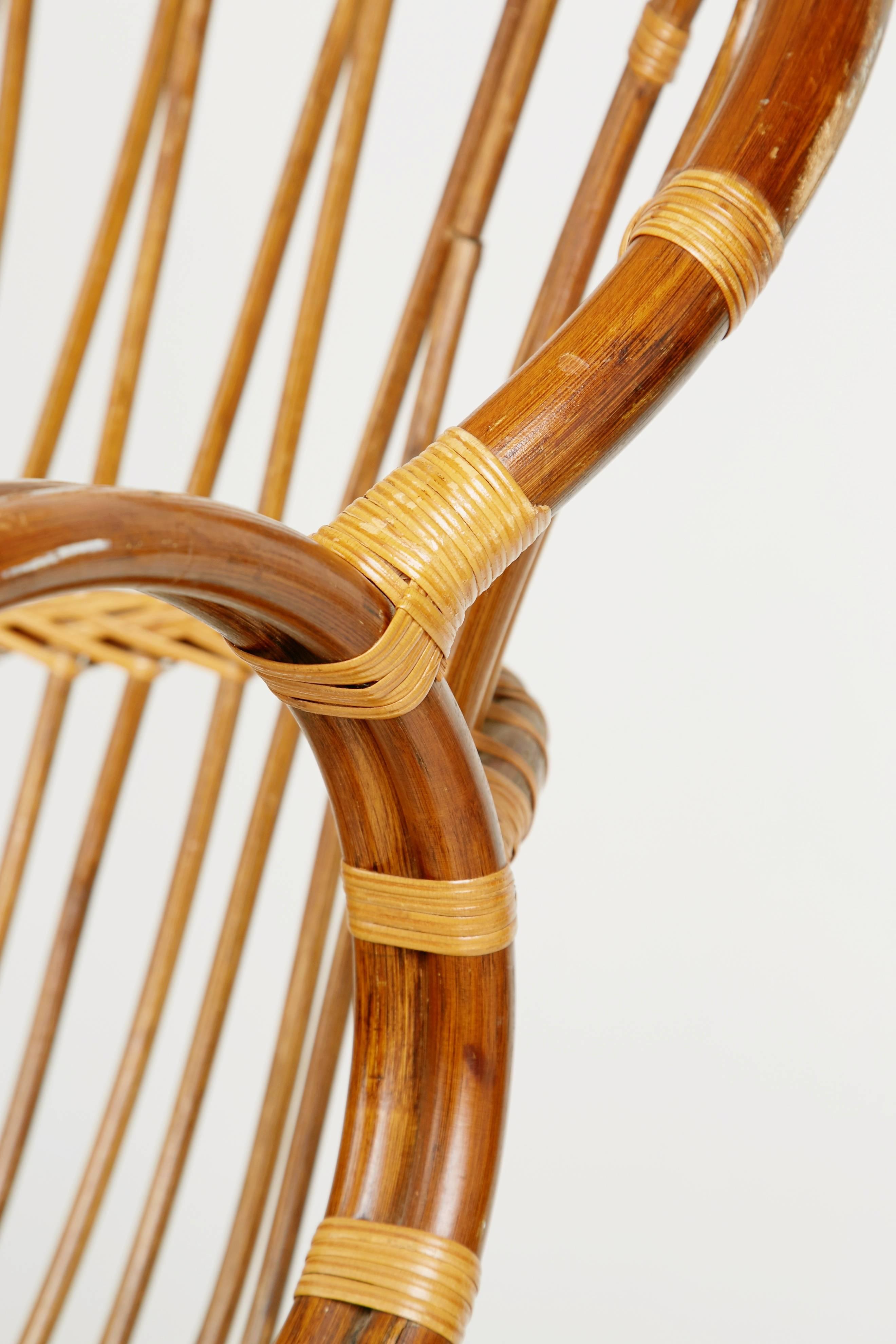 Mid-20th Century Sculptural Bent Bamboo Settee in the Style of Franco Albini, circa 1960