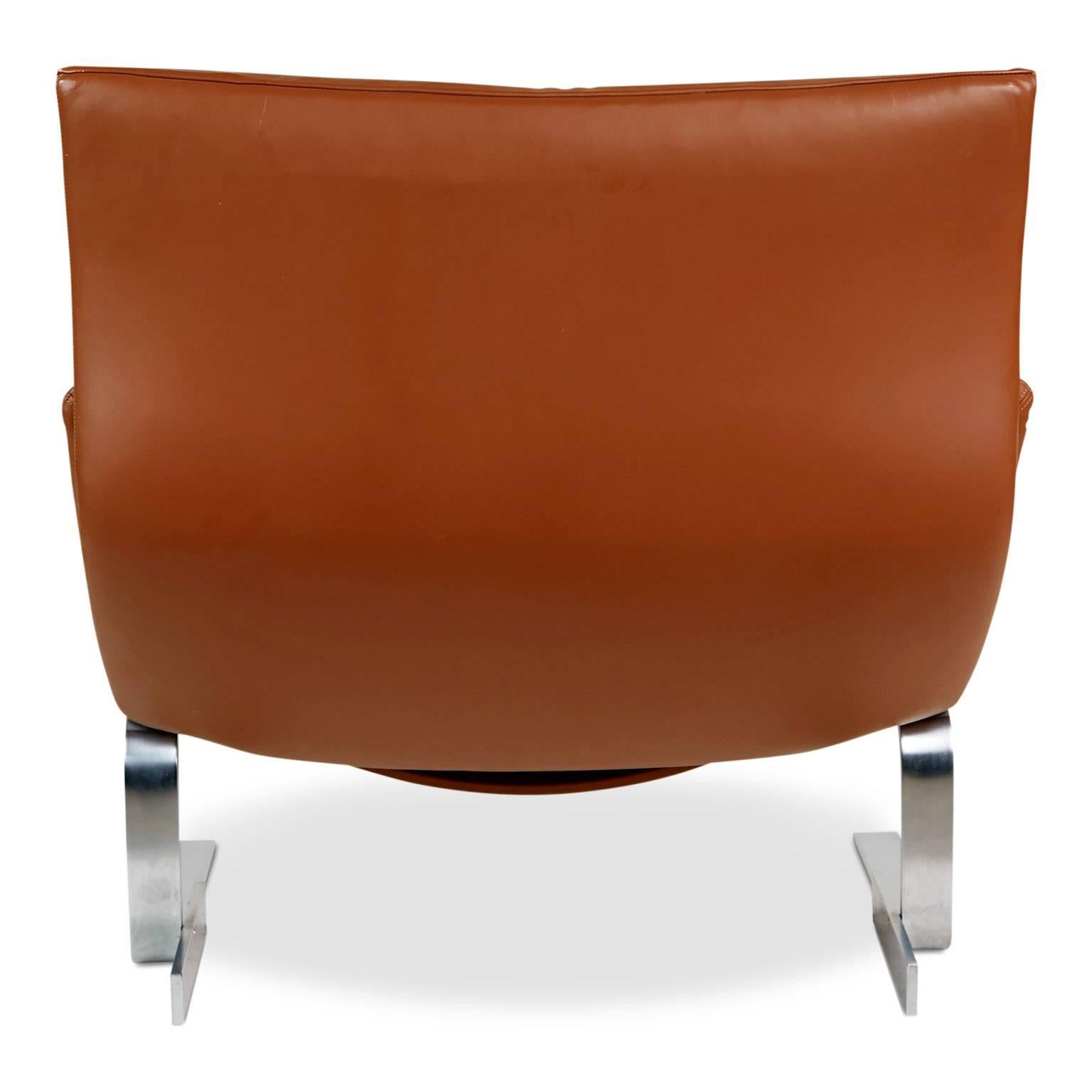 Late 20th Century Onda Leather Lounge Chair by Giovanni Offredi for Saporiti Italia, circa 1970