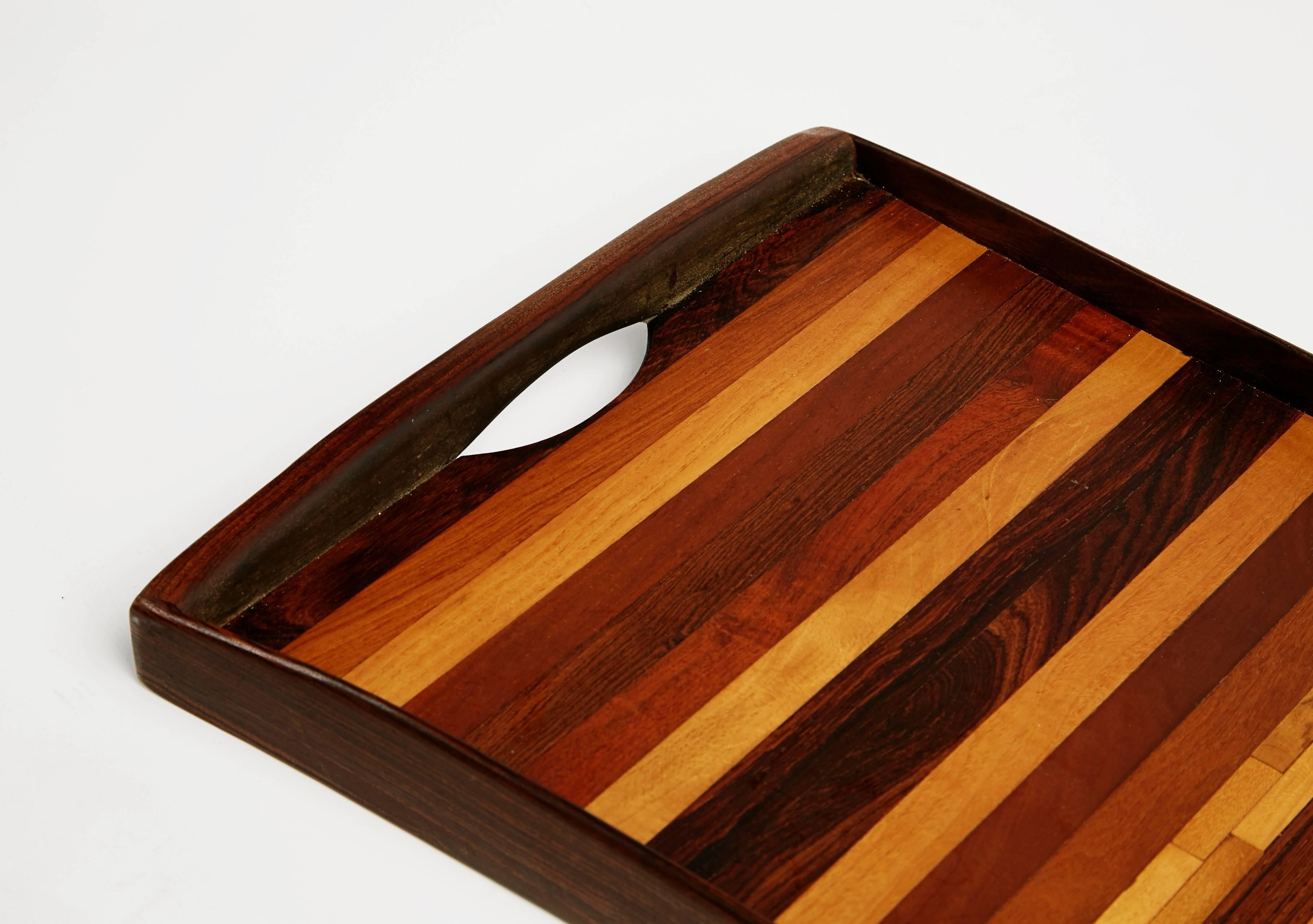 Don Shoemaker Exotic Wood Inlaid Tray for Señal, circa 1970 In Excellent Condition In Los Angeles, CA