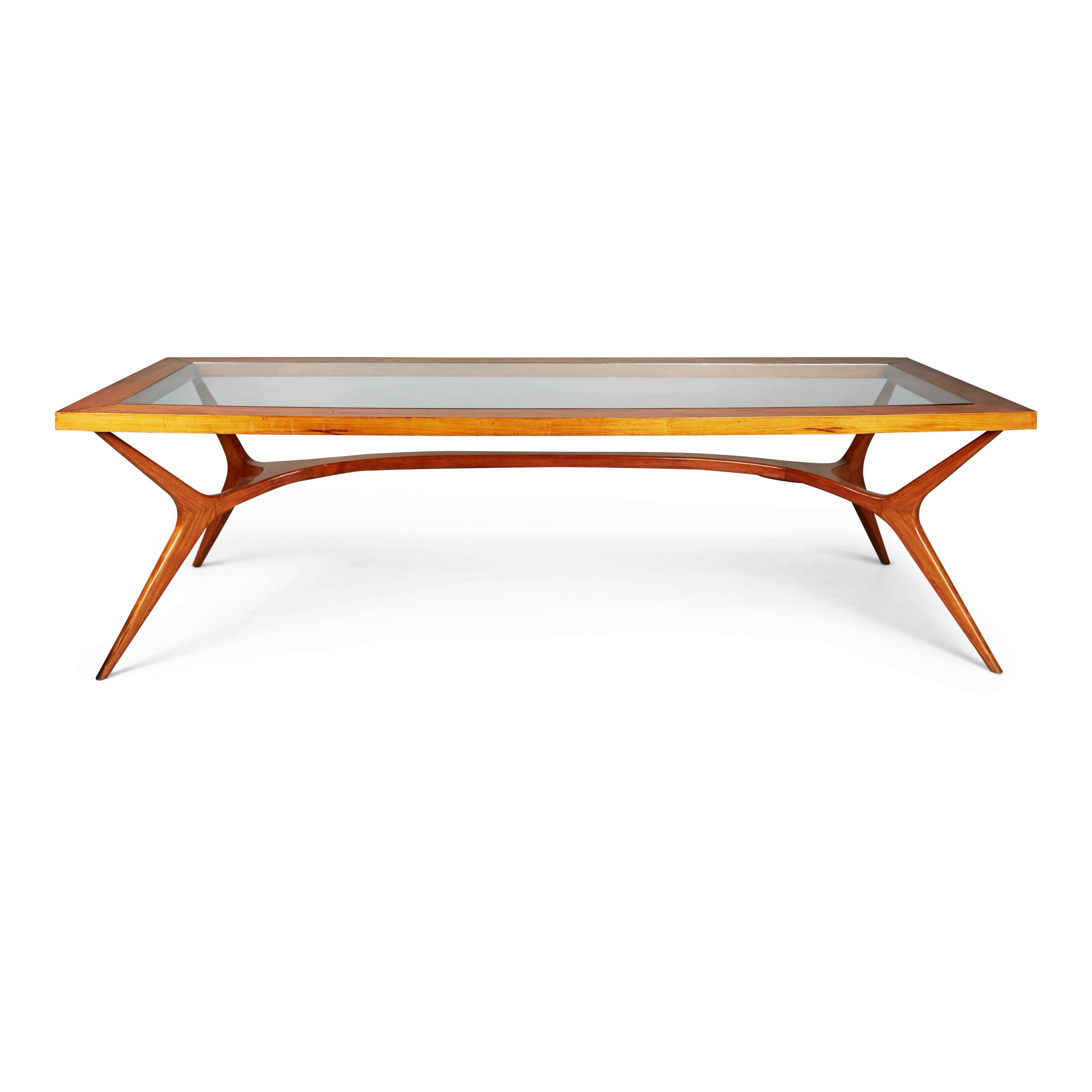 Mid-Century Modern Sculptural Dining Table by Giuseppe Scapinelli, Rare Large Version, Brazil 1950s
