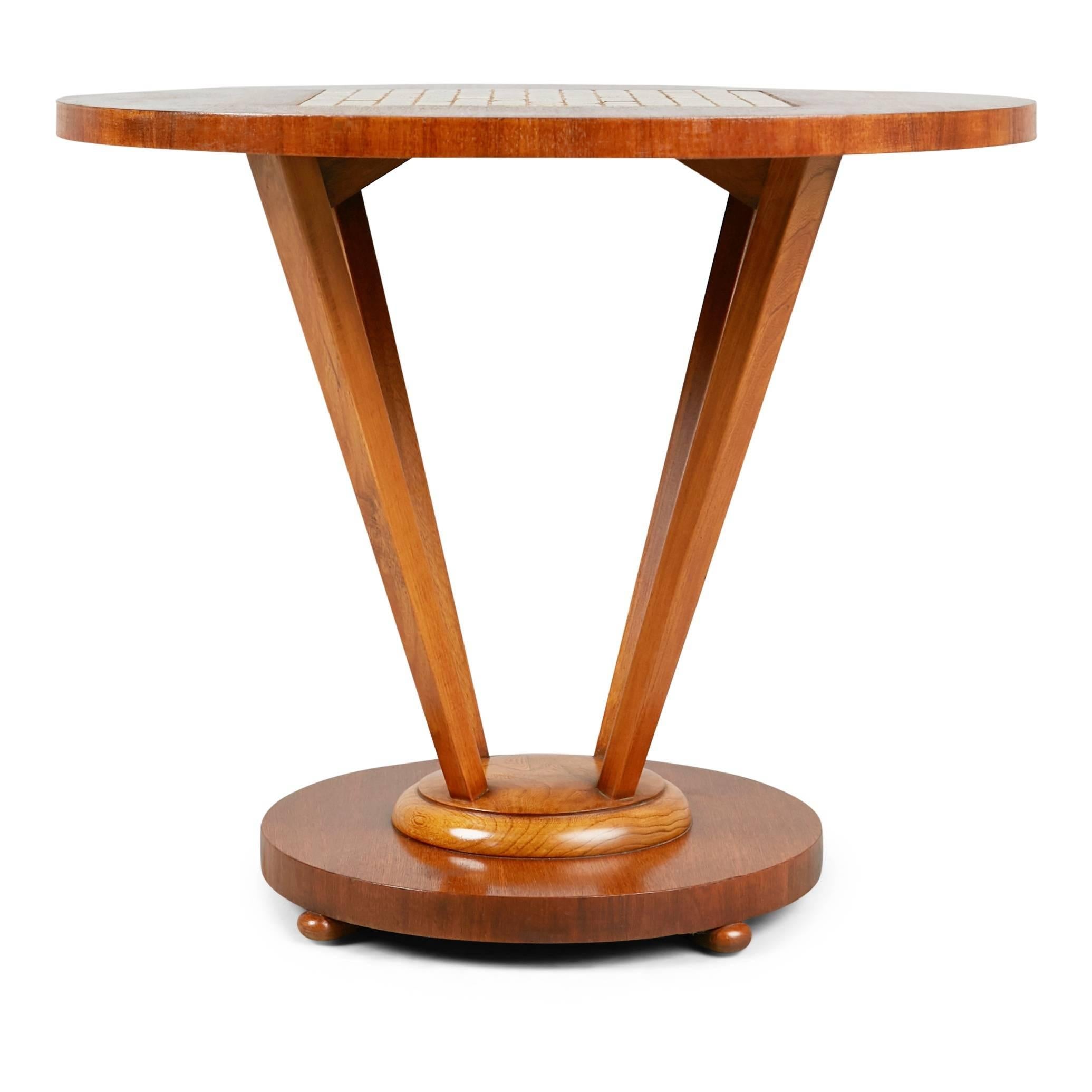 American Walnut Tile Detail Mid-Century Modern Occasional Table by Lane, circa 1960