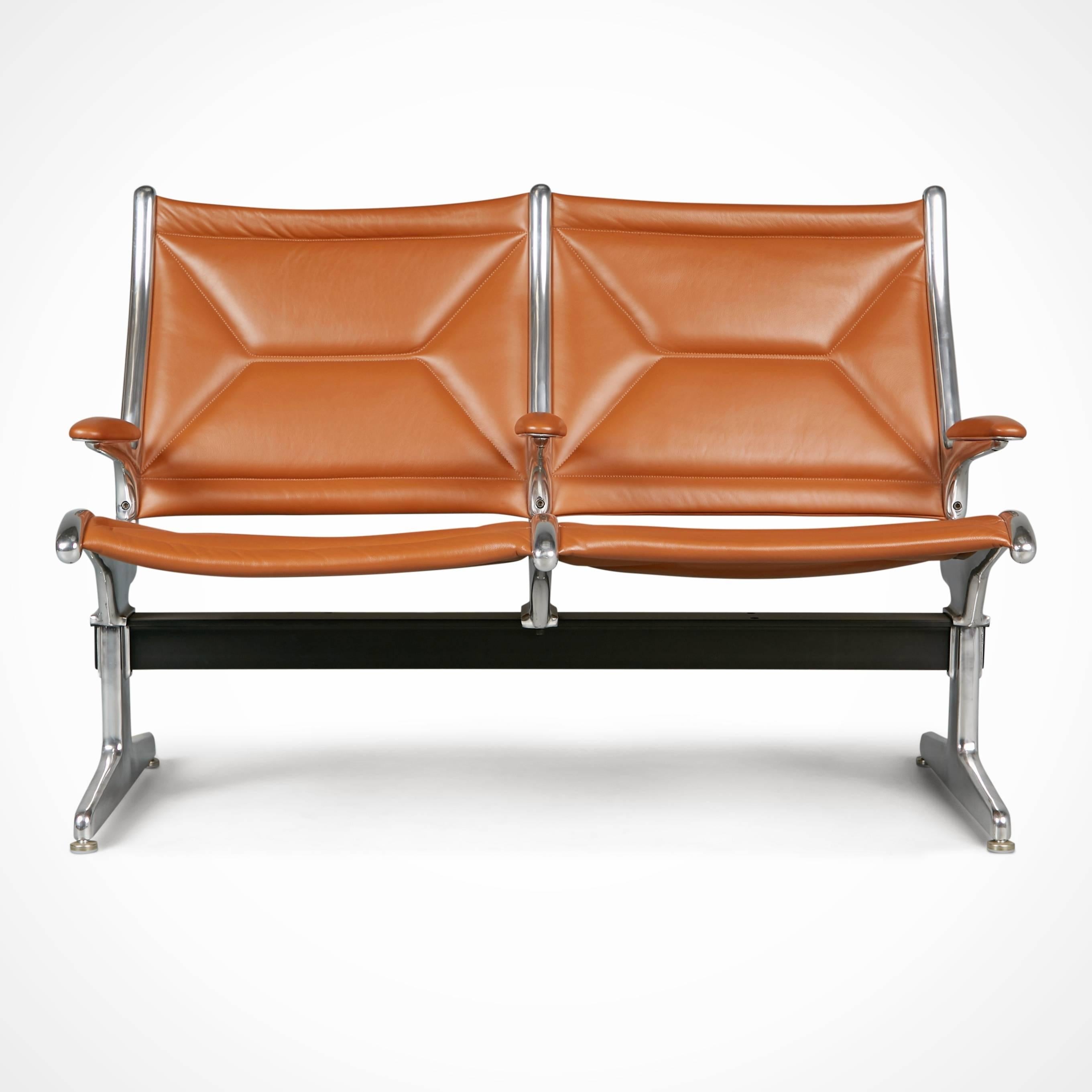 Edelman Leather Two-Seat Tandem Sling by Charles Eames for Herman Miller In Excellent Condition In Los Angeles, CA