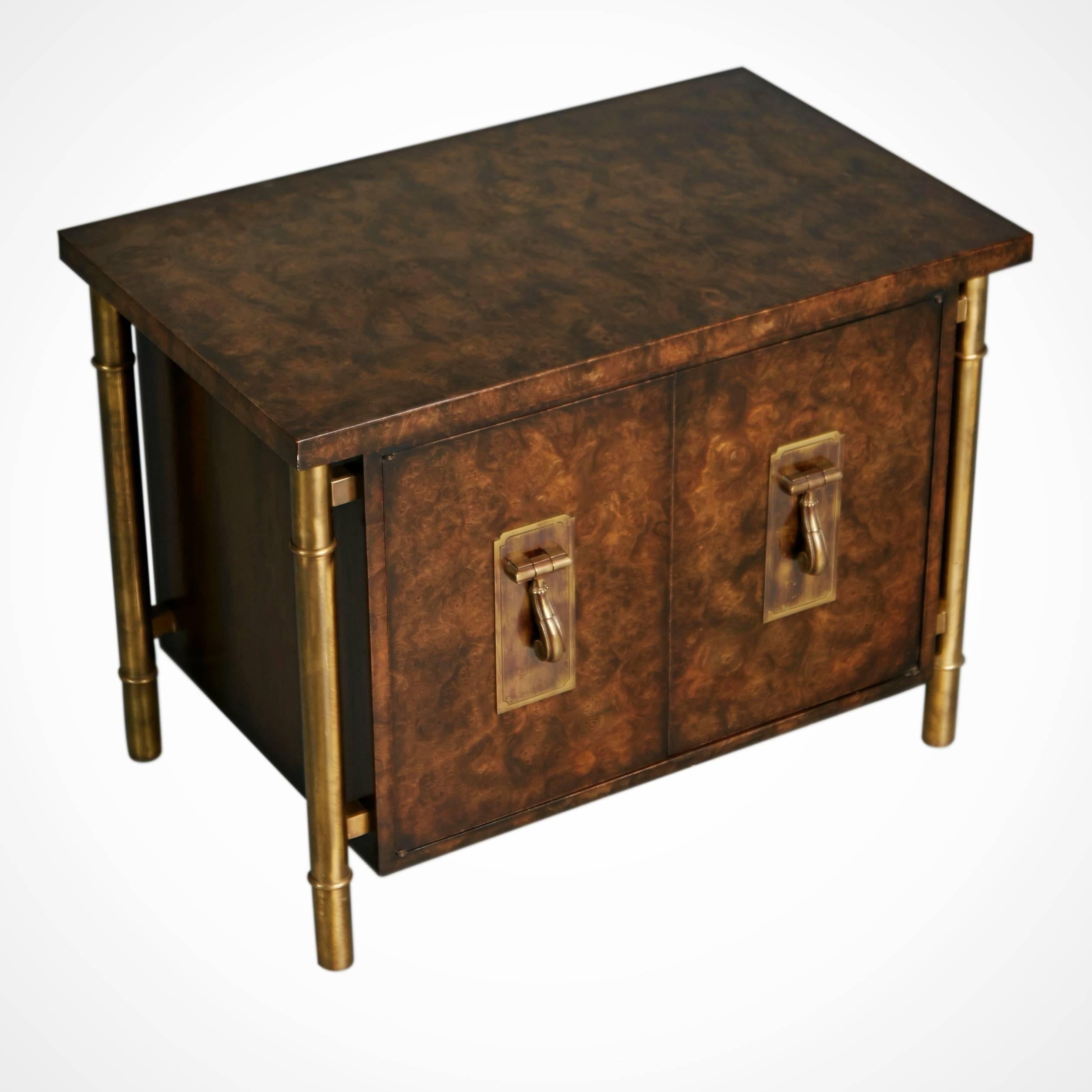 Mastercraft Burled Wood & Brass Side or End Table by William Doezema, circa 1960 In Good Condition In Los Angeles, CA