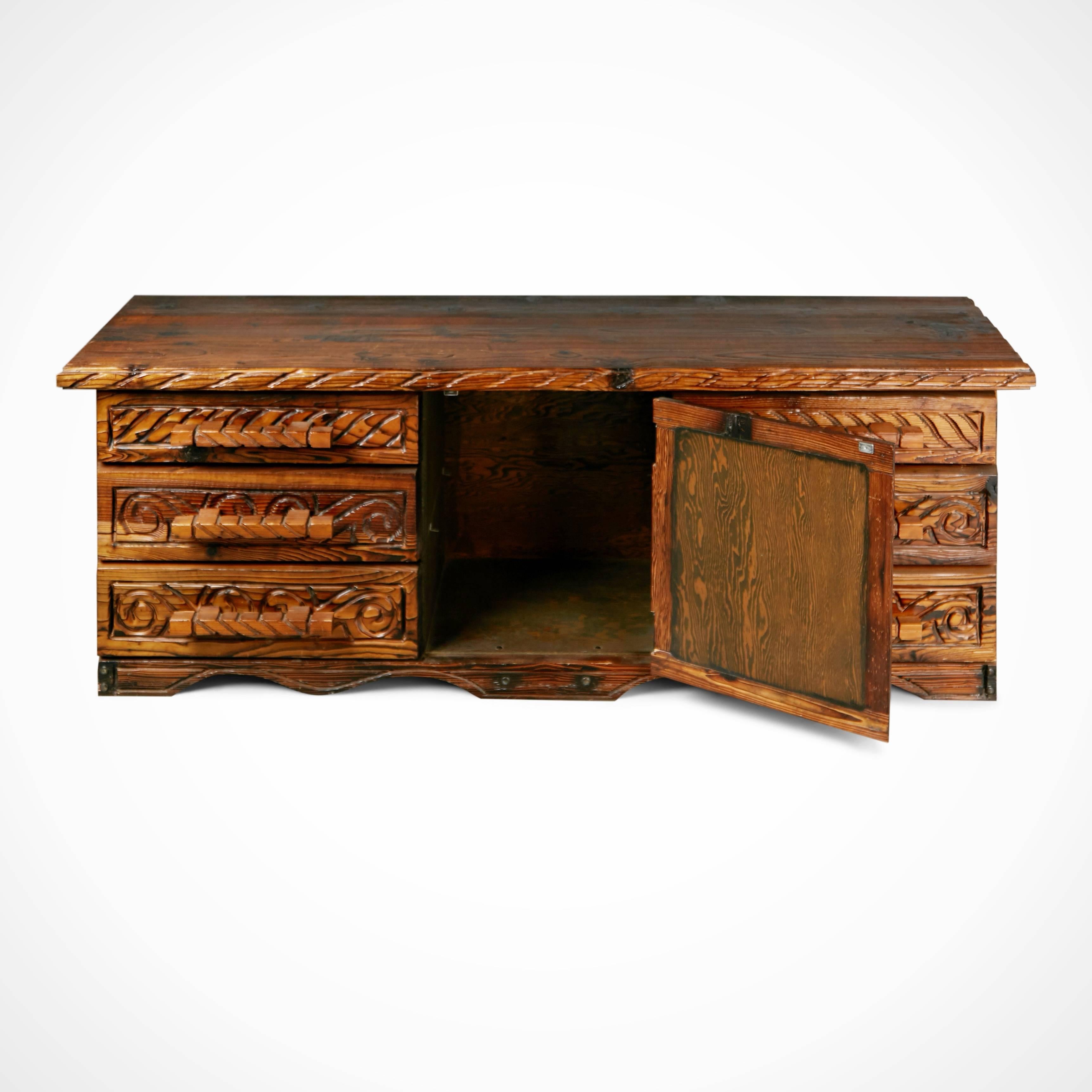 American William Westenhaver for Witco Exotic Carved Wood Sideboard, circa 1957