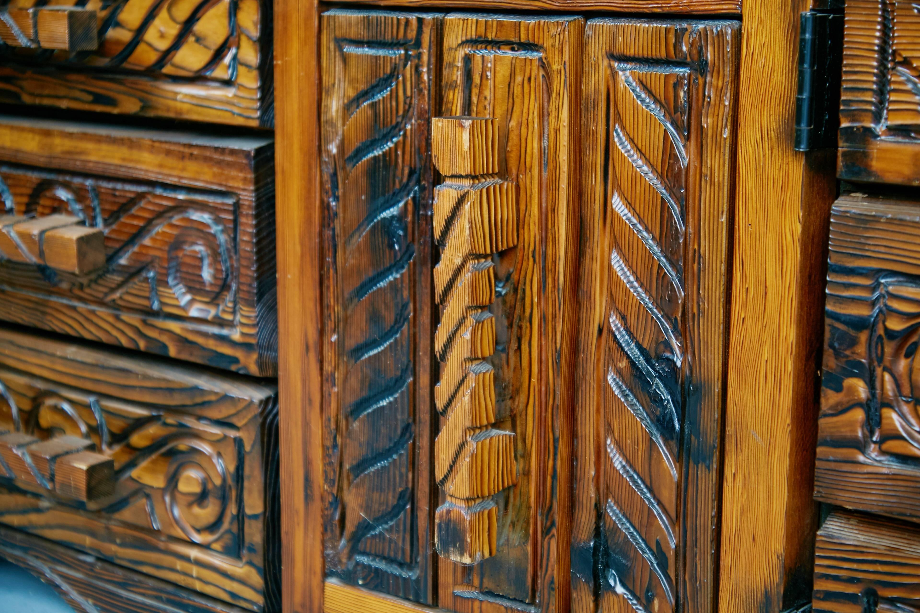 William Westenhaver for Witco Exotic Carved Wood Sideboard, circa 1957 1