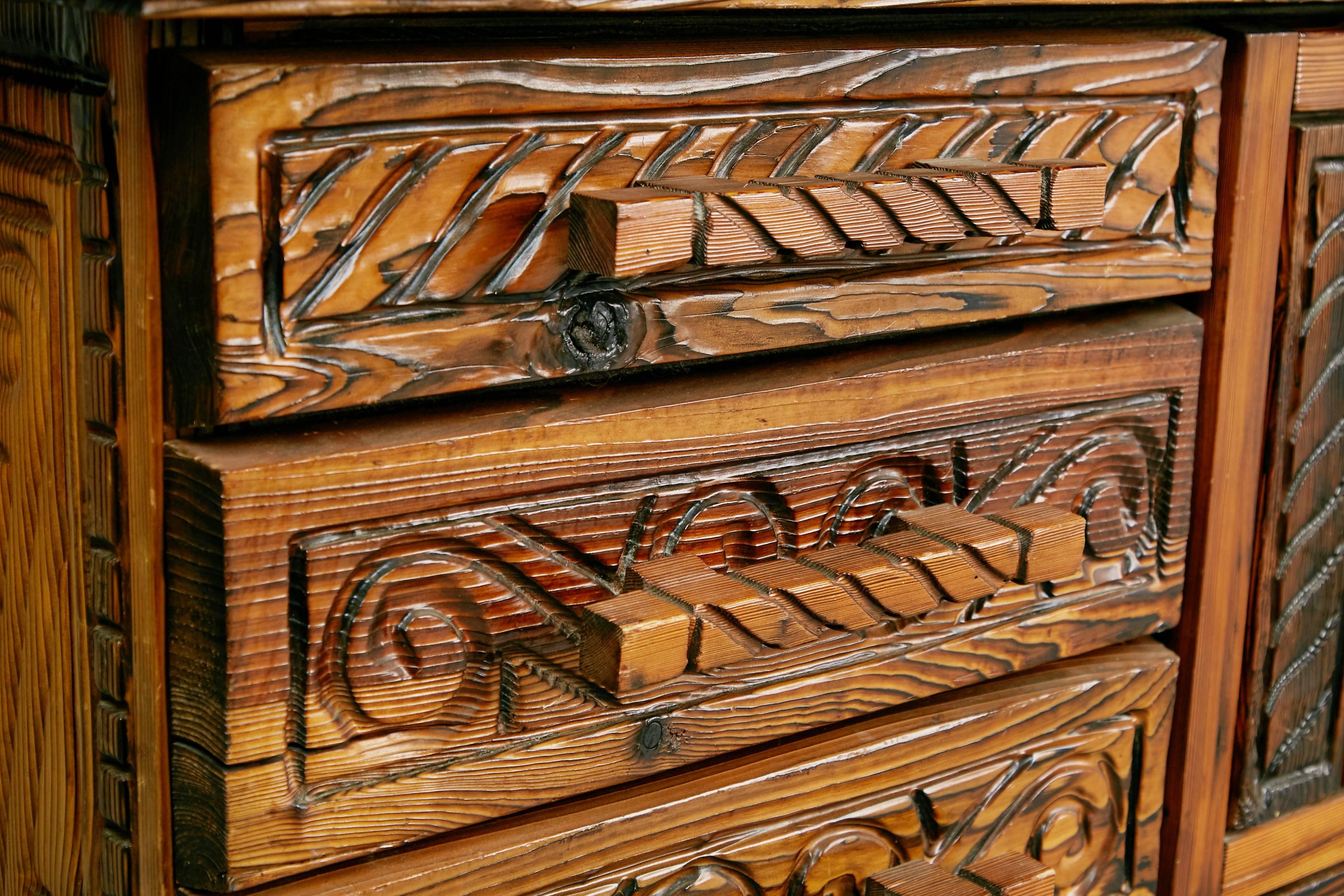 William Westenhaver for Witco Exotic Carved Wood Sideboard, circa 1957 2