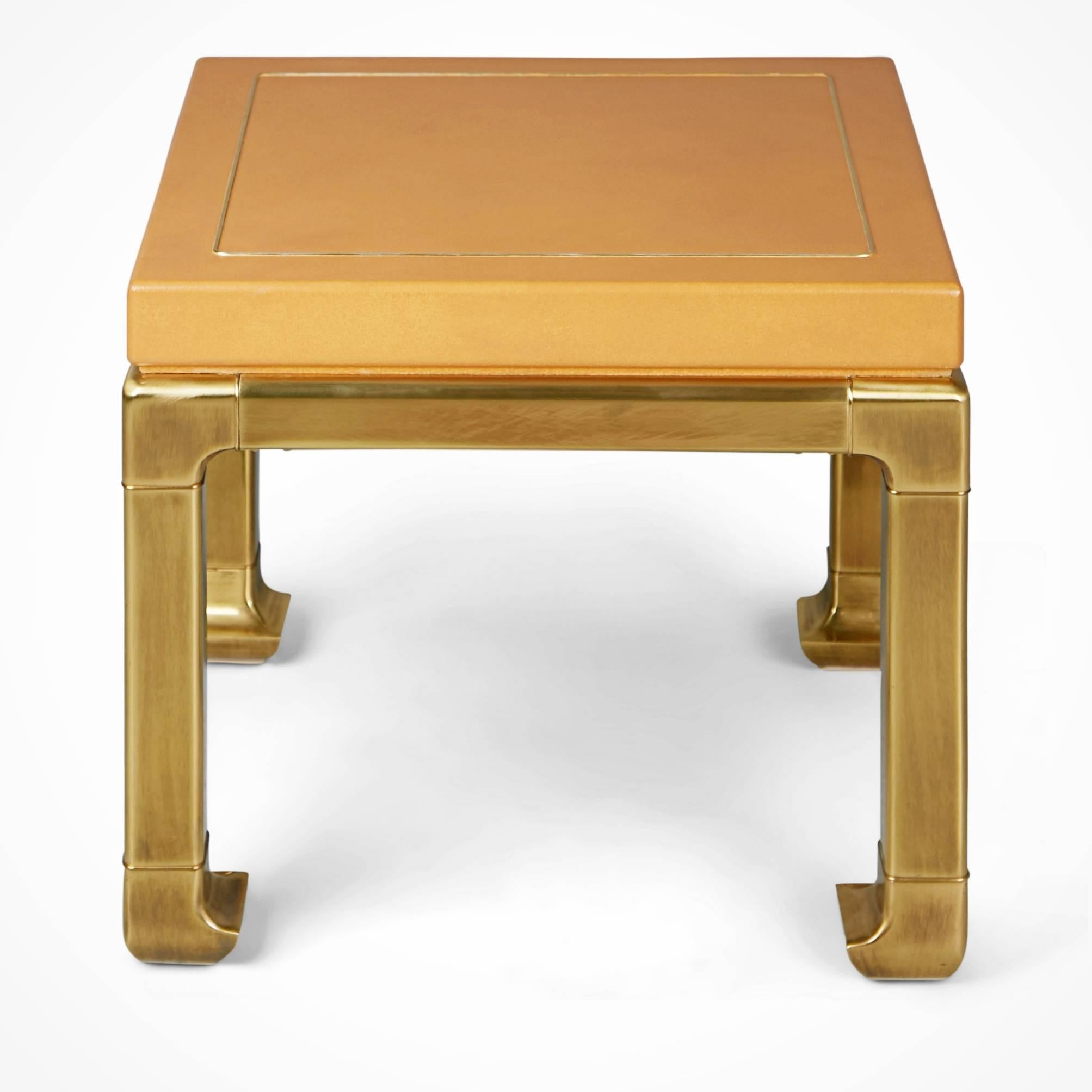 Mastercraft Faux Ostrich Skin and Brass Coffee and Side Table Set, circa 1970 1
