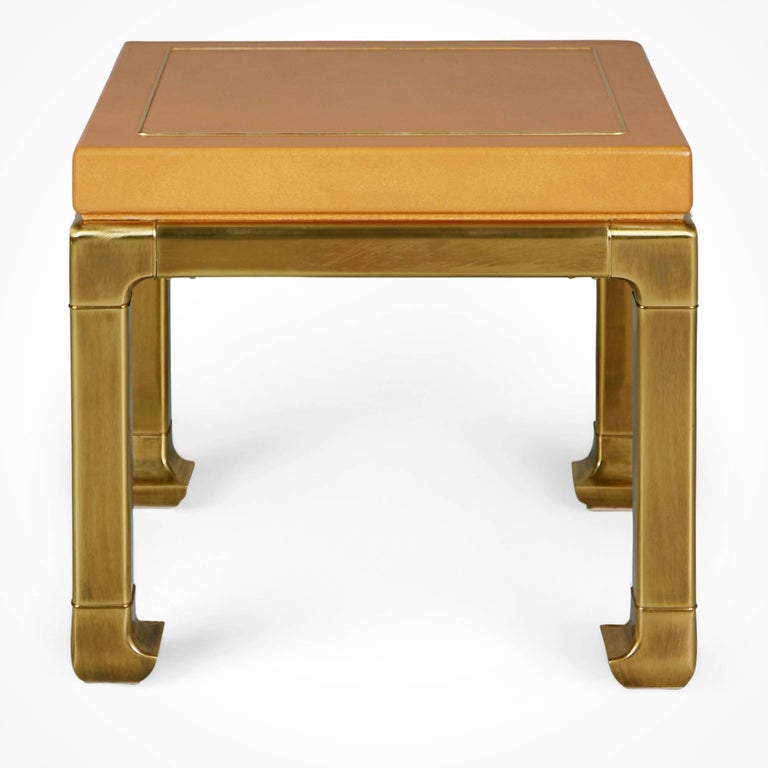 Mastercraft Faux Ostrich Skin and Brass Coffee and Side Table Set