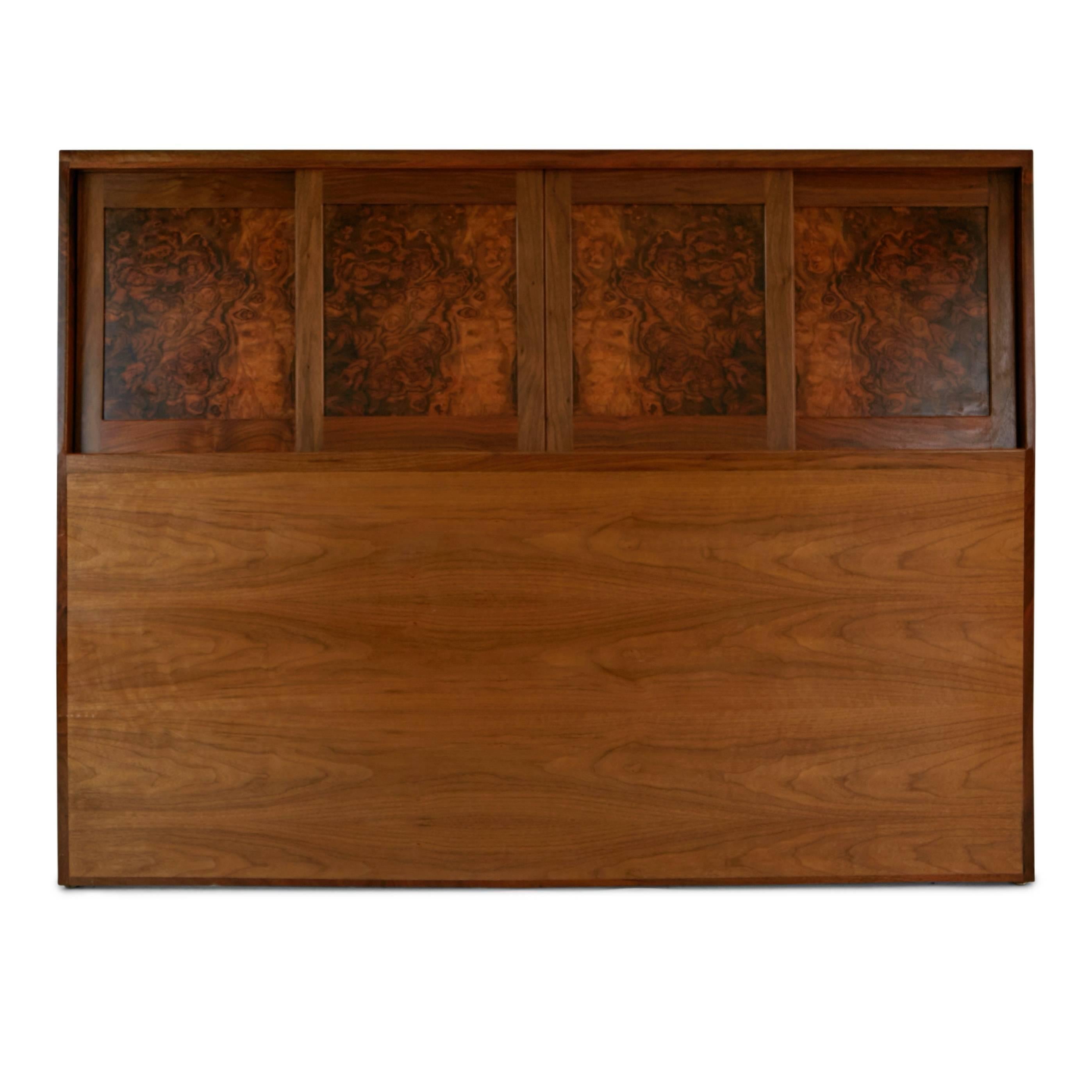 American Solid Walnut Craftsman Headboard by Ed Crowell, Signed and Dated 1975
